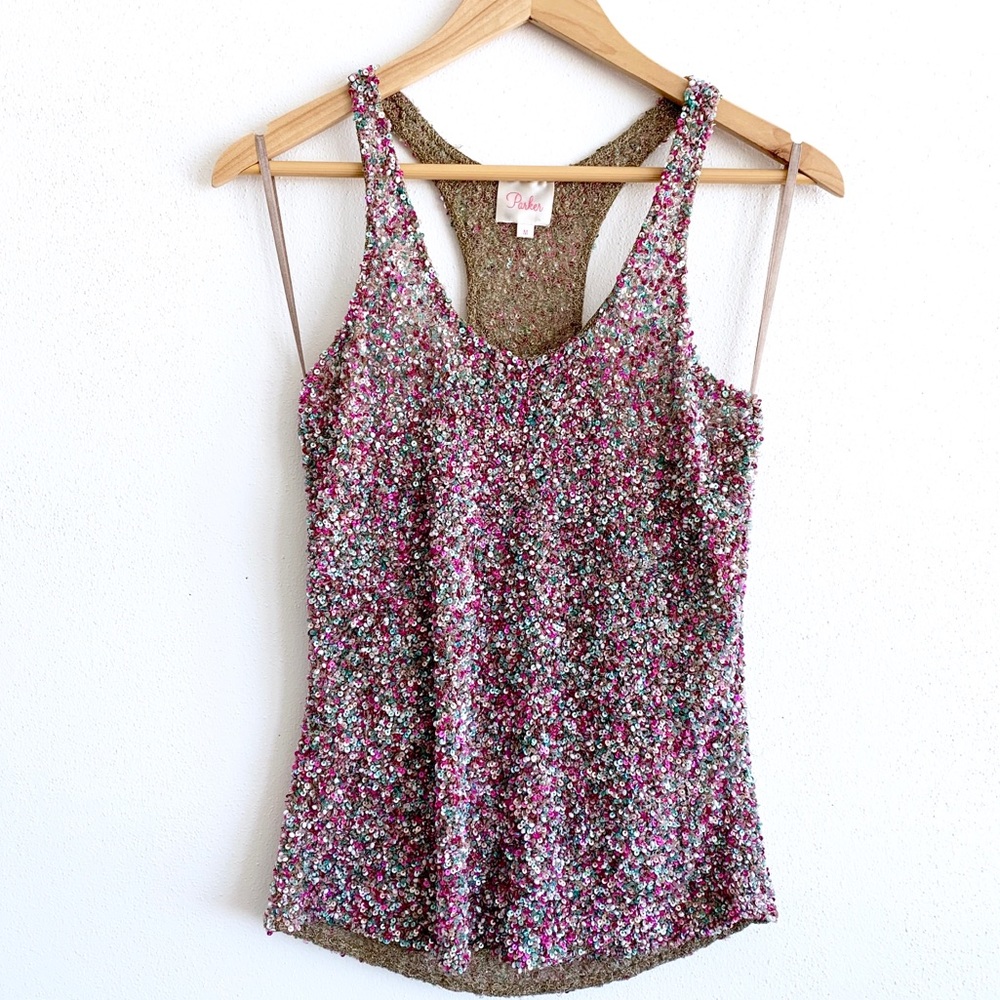 Parker Multicolor Sequin Racerback Tank sz M